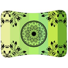 Green Grid Cute Flower Mandala Velour Seat Head Rest Cushion by Magicworlddreamarts1