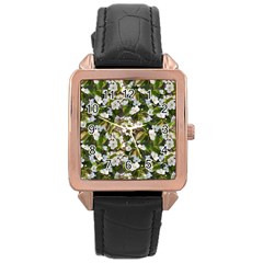 Blooming Garden Rose Gold Leather Watch  by SychEva