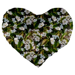 Blooming Garden Large 19  Premium Flano Heart Shape Cushions by SychEva