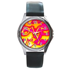 Pop Art Love Graffiti Round Metal Watch by essentialimage365