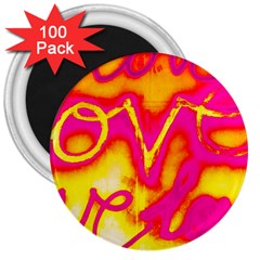 Pop Art Love Graffiti 3  Magnets (100 Pack) by essentialimage365