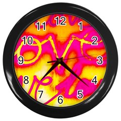 Pop Art Love Graffiti Wall Clock (black) by essentialimage365