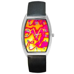 Pop Art Love Graffiti Barrel Style Metal Watch by essentialimage365