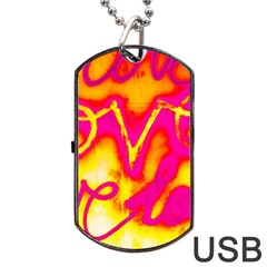 Pop Art Love Graffiti Dog Tag Usb Flash (one Side) by essentialimage365