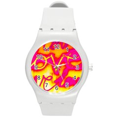 Pop Art Love Graffiti Round Plastic Sport Watch (m) by essentialimage365