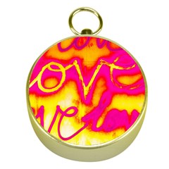 Pop Art Love Graffiti Gold Compasses by essentialimage365