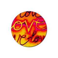  Graffiti Love Rubber Round Coaster (4 Pack)  by essentialimage365