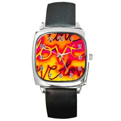  Graffiti Love Square Metal Watch by essentialimage365