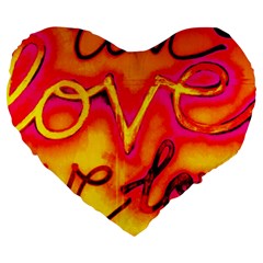  Graffiti Love Large 19  Premium Heart Shape Cushions by essentialimage365