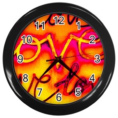  Graffiti Love Wall Clock (black) by essentialimage365