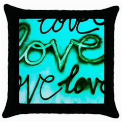  Graffiti Love Throw Pillow Case (black) by essentialimage365