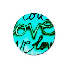  Graffiti Love Rubber Round Coaster (4 Pack)  by essentialimage365