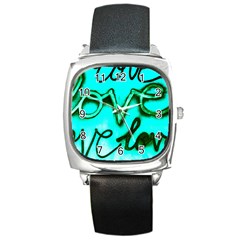  Graffiti Love Square Metal Watch by essentialimage365