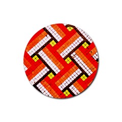 Pop Art Mosaic Rubber Coaster (round)  by essentialimage365