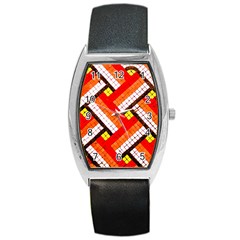 Pop Art Mosaic Barrel Style Metal Watch by essentialimage365