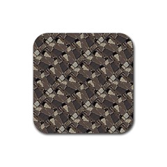 Browns Geometric Abstract Design Rubber Coaster (square)  by dflcprintsclothing