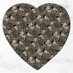 Browns Geometric Abstract Design Jigsaw Puzzle (heart) by dflcprintsclothing