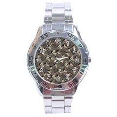 Browns Geometric Abstract Design Stainless Steel Analogue Watch by dflcprintsclothing