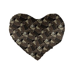 Browns Geometric Abstract Design Standard 16  Premium Flano Heart Shape Cushions