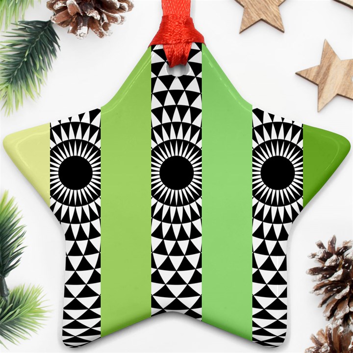  Green Check Pattern, Vertical Mandala Ornament (Star)