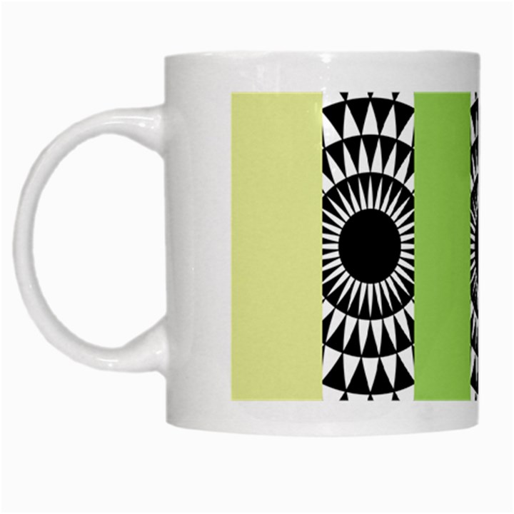  Green Check Pattern, Vertical Mandala White Mugs