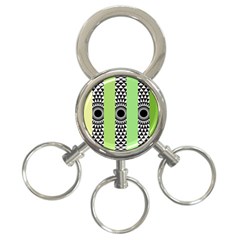  Green Check Pattern, Vertical Mandala 3-ring Key Chain