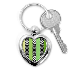  Green Check Pattern, Vertical Mandala Key Chain (heart) by Magicworlddreamarts1