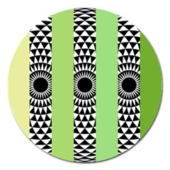  Green Check Pattern, Vertical Mandala Magnet 5  (round) by Magicworlddreamarts1