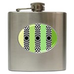  Green Check Pattern, Vertical Mandala Hip Flask (6 oz) Front