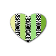  Green Check Pattern, Vertical Mandala Rubber Coaster (heart)  by Magicworlddreamarts1