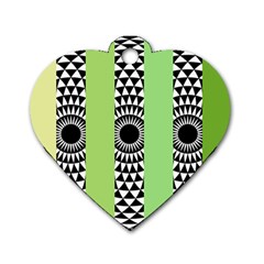  Green Check Pattern, Vertical Mandala Dog Tag Heart (two Sides) by Magicworlddreamarts1