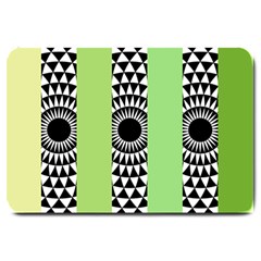  Green Check Pattern, Vertical Mandala Large Doormat  by Magicworlddreamarts1