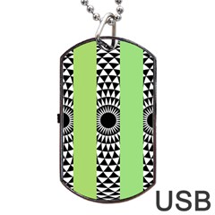  Green Check Pattern, Vertical Mandala Dog Tag Usb Flash (one Side) by Magicworlddreamarts1