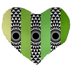  Green Check Pattern, Vertical Mandala Large 19  Premium Flano Heart Shape Cushions by Magicworlddreamarts1