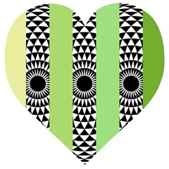  Green Check Pattern, Vertical Mandala Wooden Puzzle Heart by Magicworlddreamarts1