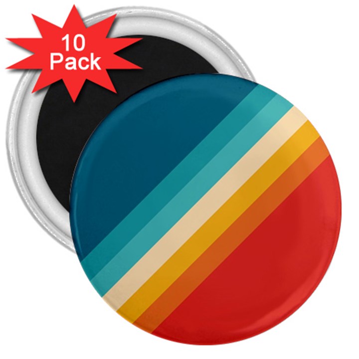 Classic Retro Stripes 3  Magnets (10 pack) 