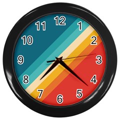 Classic Retro Stripes Wall Clock (black)