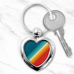 Classic Retro Stripes Key Chain (heart) by AlphaOmega