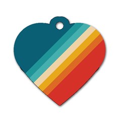 Classic Retro Stripes Dog Tag Heart (two Sides) by AlphaOmega