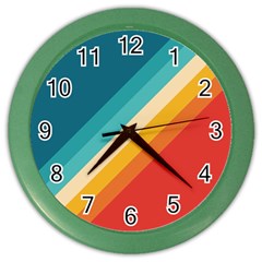 Classic Retro Stripes Color Wall Clock by AlphaOmega