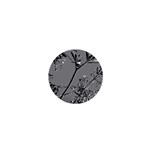 Grey Colors Flowers And Branches Illustration Print 1  Mini Buttons Front