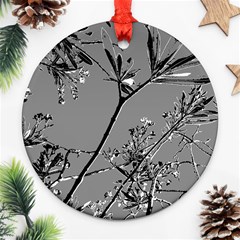 Grey Colors Flowers And Branches Illustration Print Ornament (round) by dflcprintsclothing