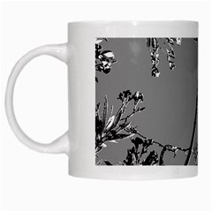 Grey Colors Flowers And Branches Illustration Print White Mugs by dflcprintsclothing