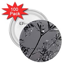 Grey Colors Flowers And Branches Illustration Print 2.25  Buttons (100 pack) 