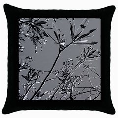 Grey Colors Flowers And Branches Illustration Print Throw Pillow Case (black) by dflcprintsclothing