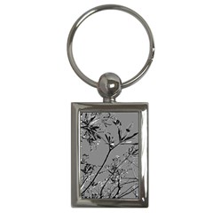 Grey Colors Flowers And Branches Illustration Print Key Chain (rectangle) by dflcprintsclothing