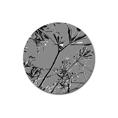 Grey Colors Flowers And Branches Illustration Print Magnet 3  (round) by dflcprintsclothing