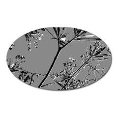 Grey Colors Flowers And Branches Illustration Print Oval Magnet by dflcprintsclothing