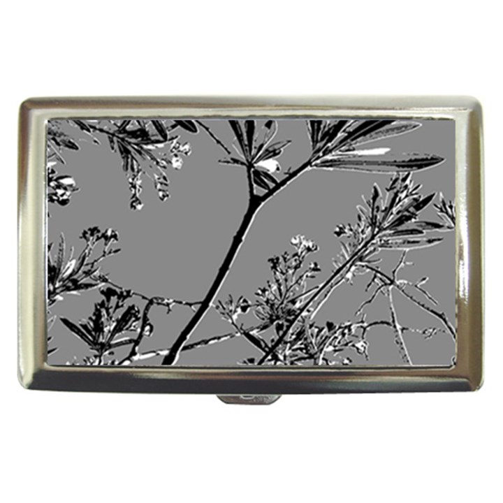 Grey Colors Flowers And Branches Illustration Print Cigarette Money Case