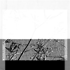 Grey Colors Flowers And Branches Illustration Print Rectangular Jigsaw Puzzl